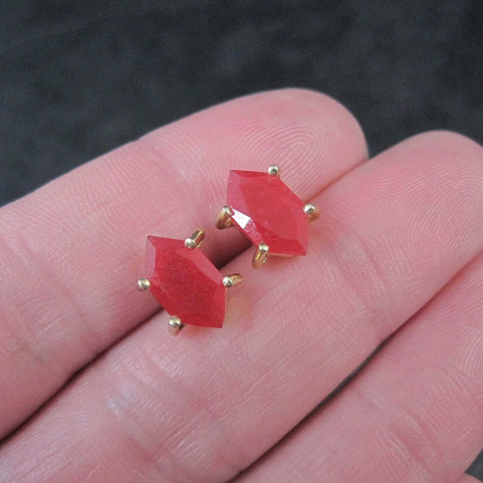Vintage Carnelian Stud Earrings in Gold Vermeil over Sterling Silver