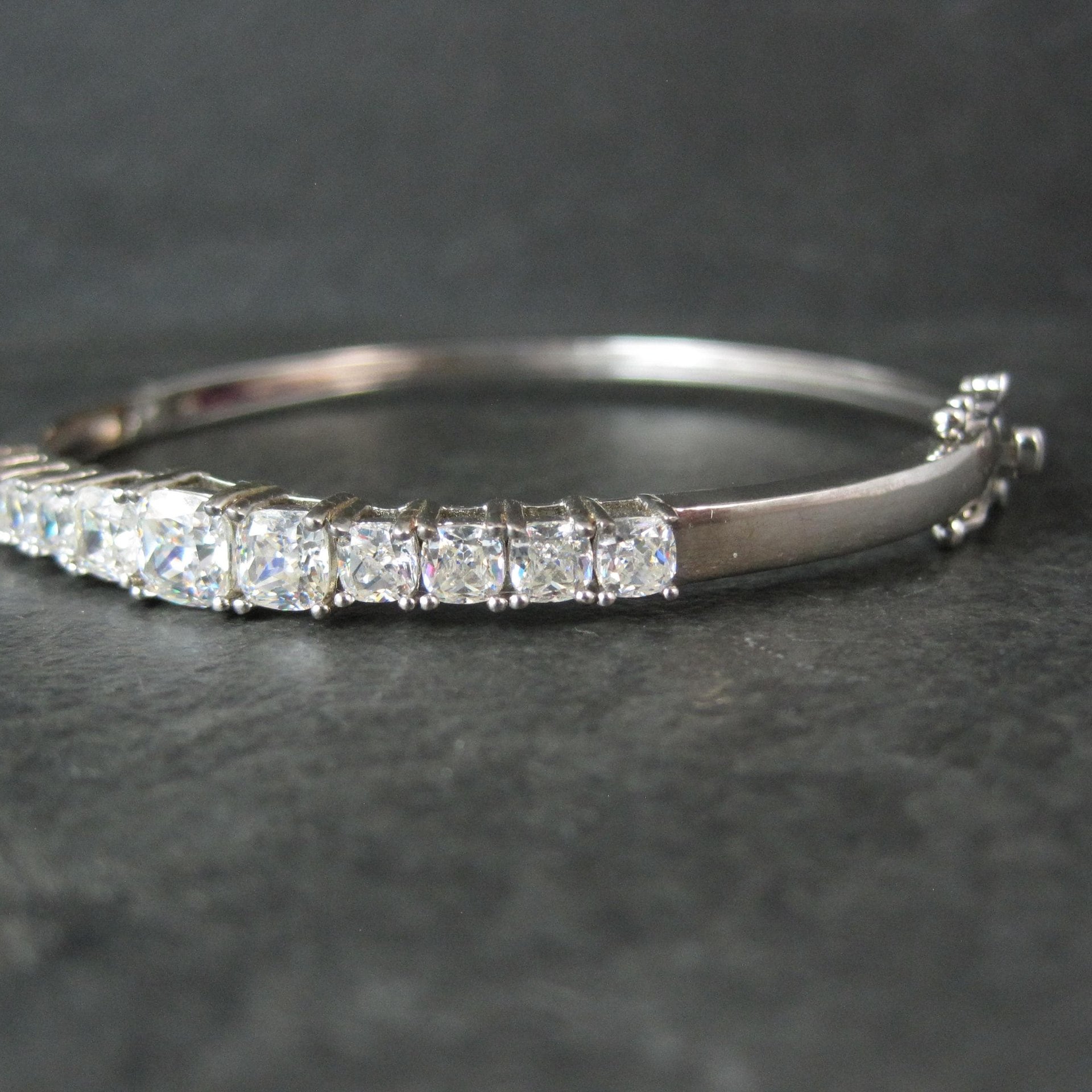 Sterling Silver Cubic Zirconia Bangle Bracelet