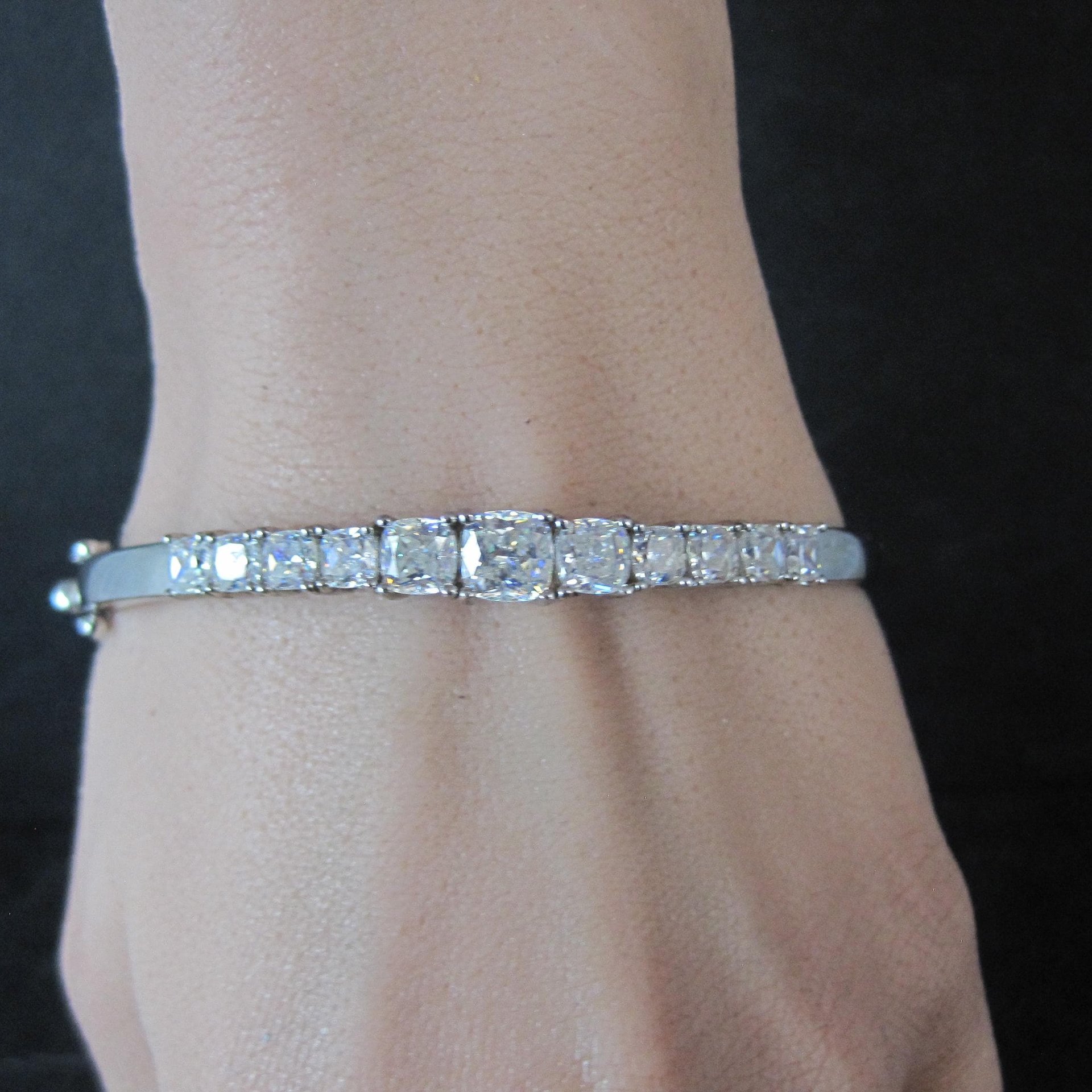 Sterling Silver Cubic Zirconia Bangle Bracelet