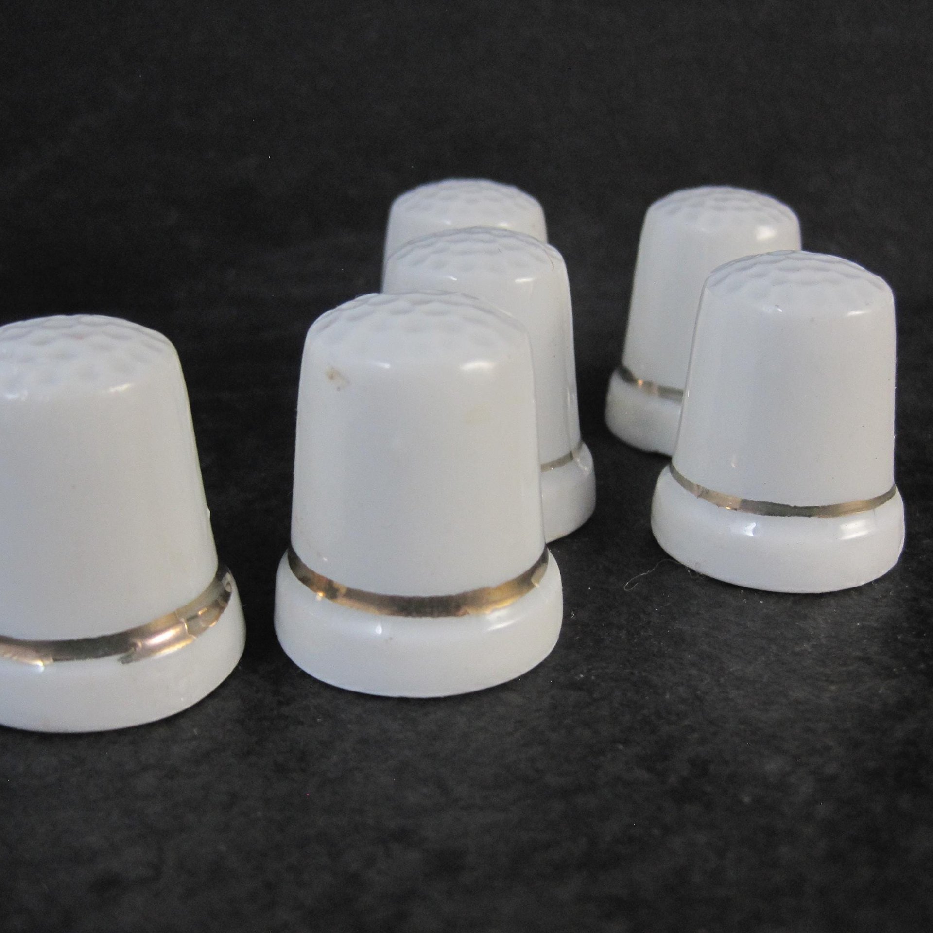 Set of 6 Carousel Horse Thimbles Vintage Porcelain