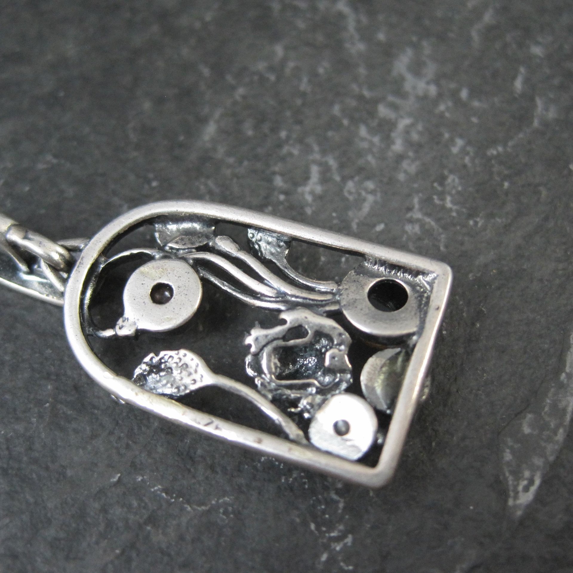 Vintage Sterling Silver Amber Frog Pendant