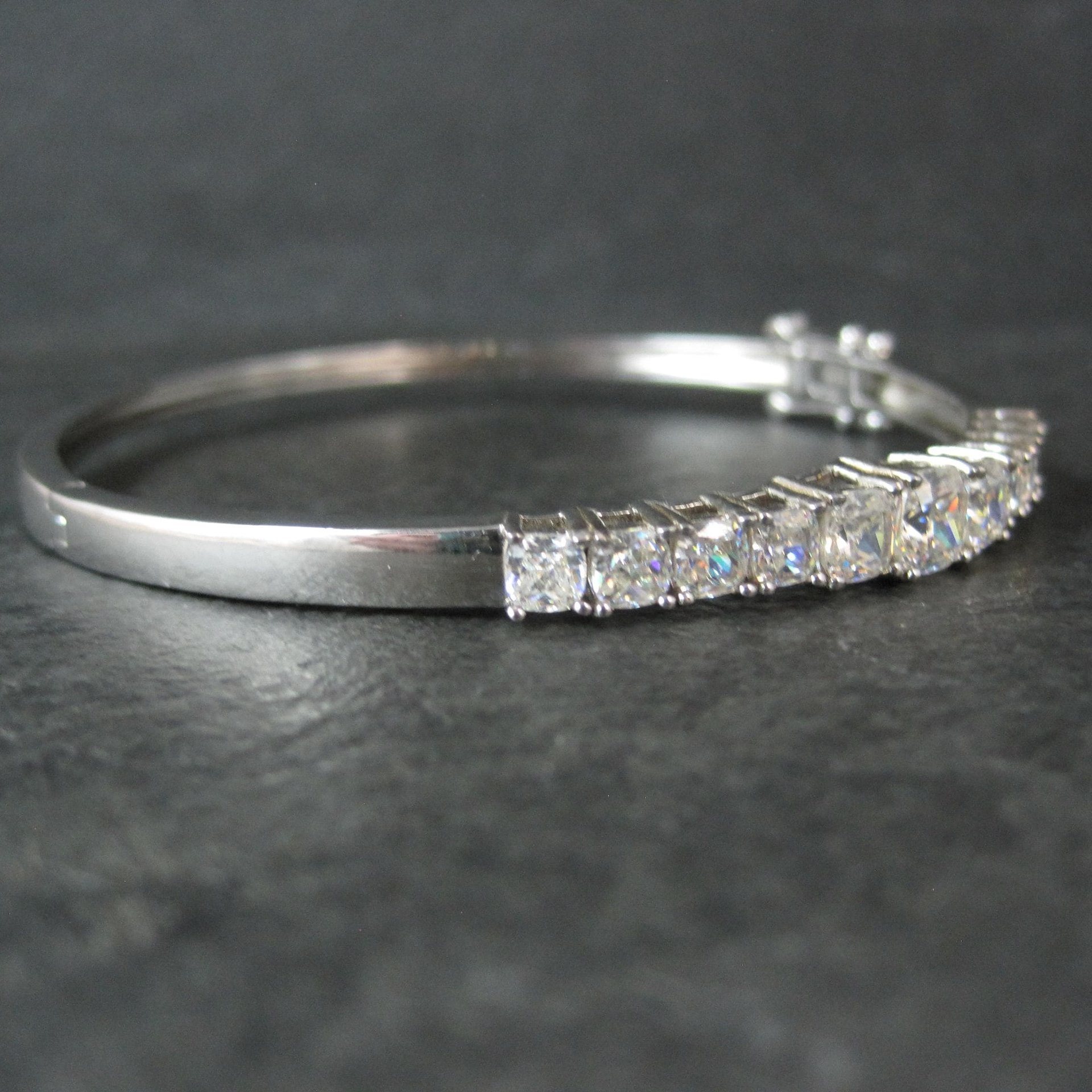 Sterling Silver Cubic Zirconia Bangle Bracelet