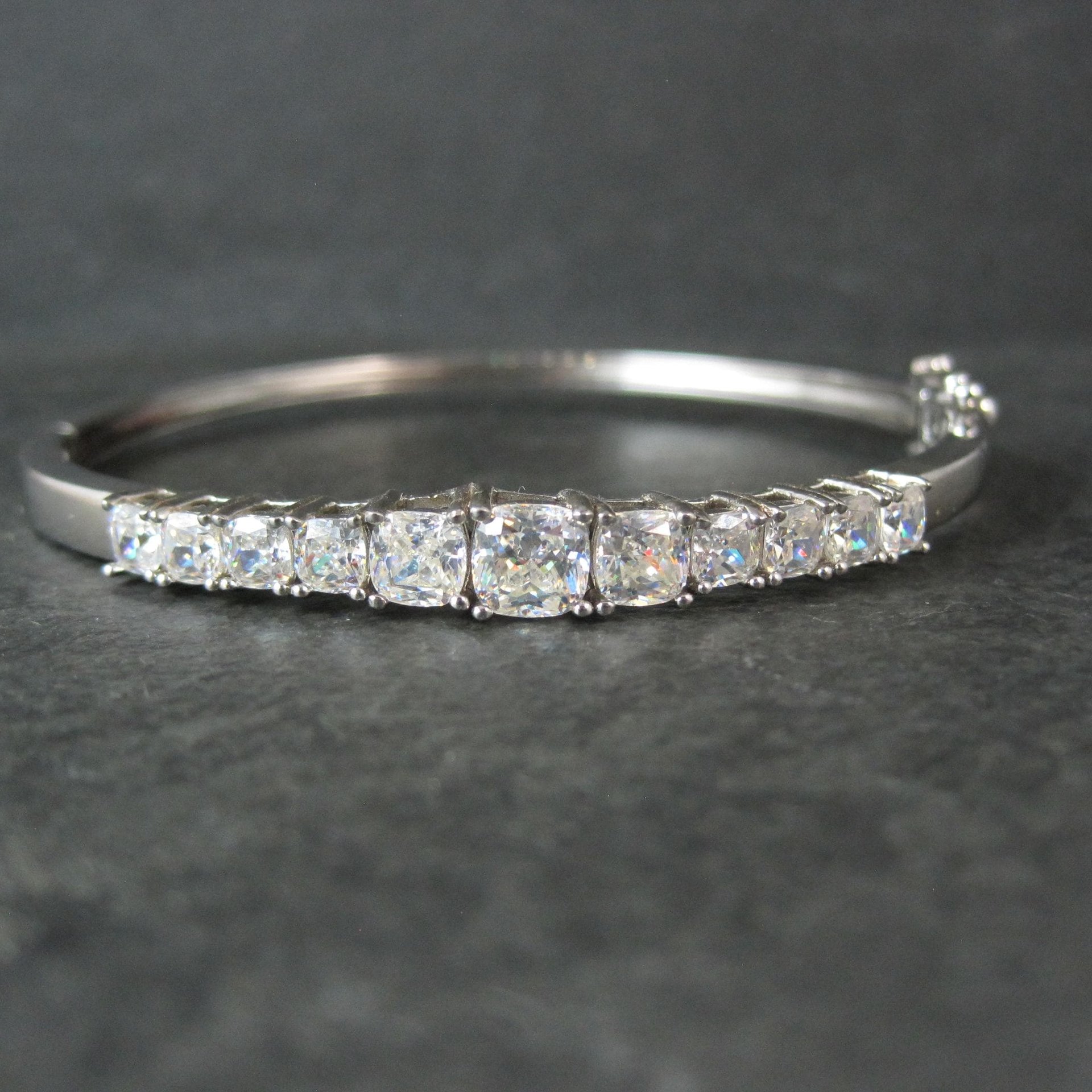 Sterling Silver Cubic Zirconia Bangle Bracelet
