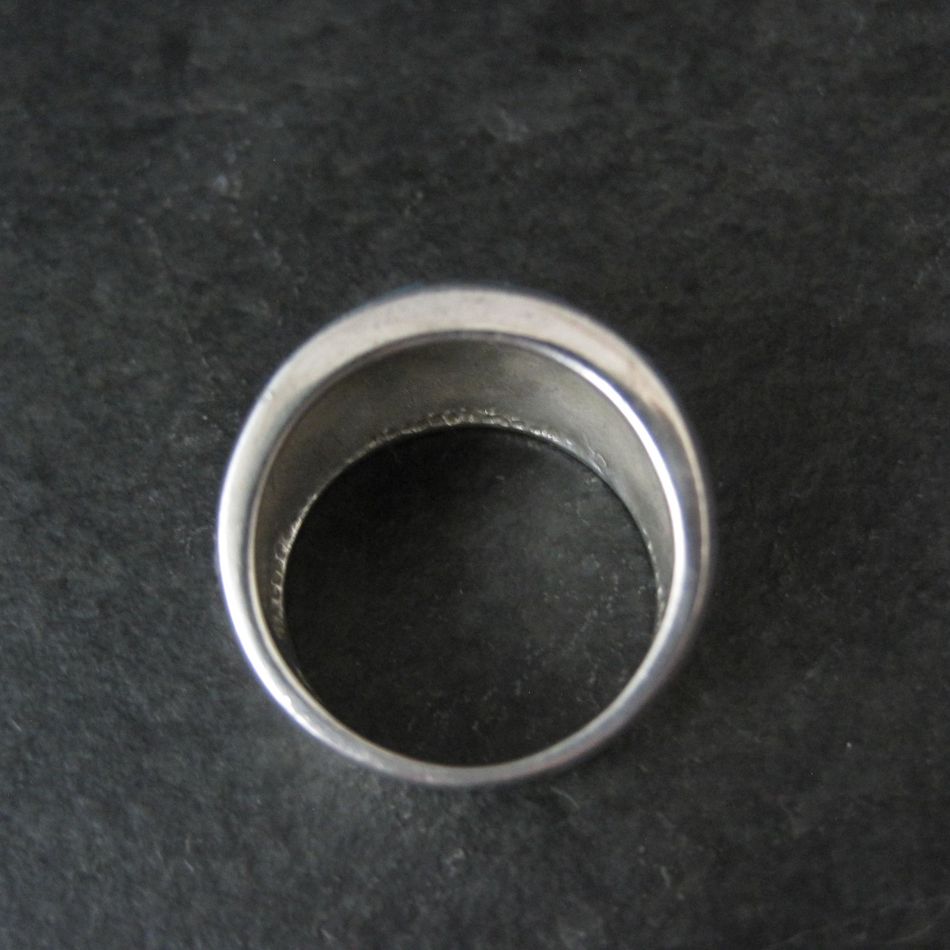 Wide Mother of Pearl Sterling Silver Band Ring Size 8 Vintage