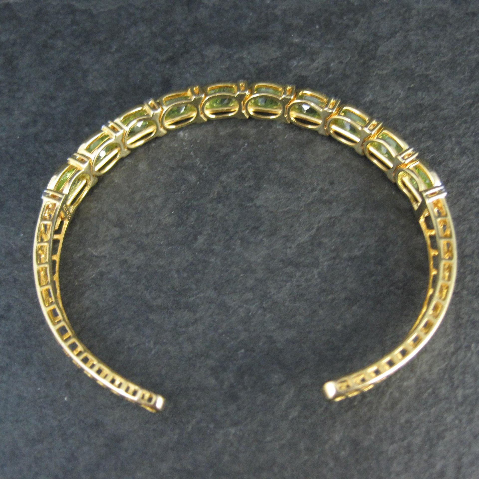Estate Vermeil Peridot Cuff Bracelet 7" Sterling Silver 14 Carats