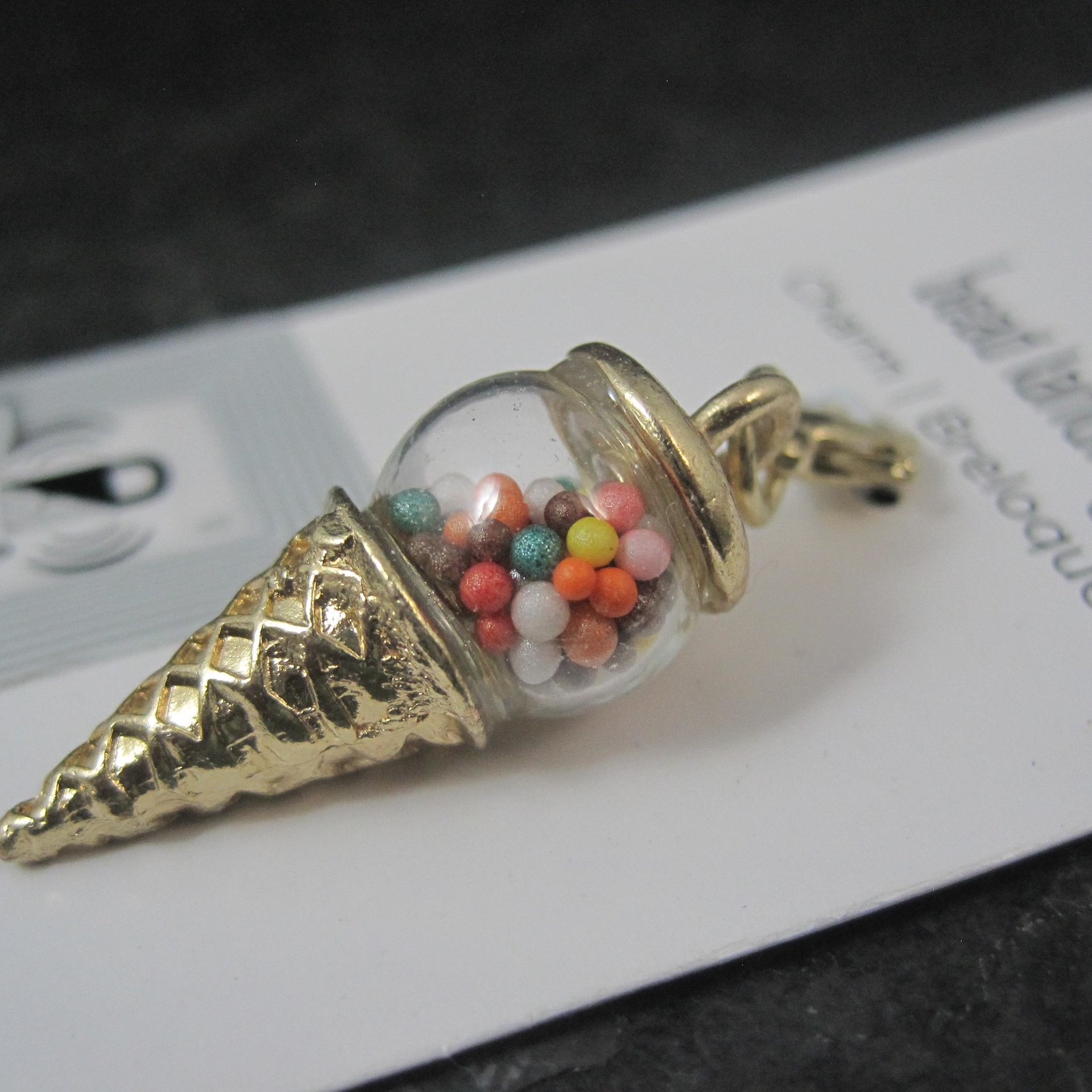 Gold Shaker Ice Cream Cone Charm by Bead Landing