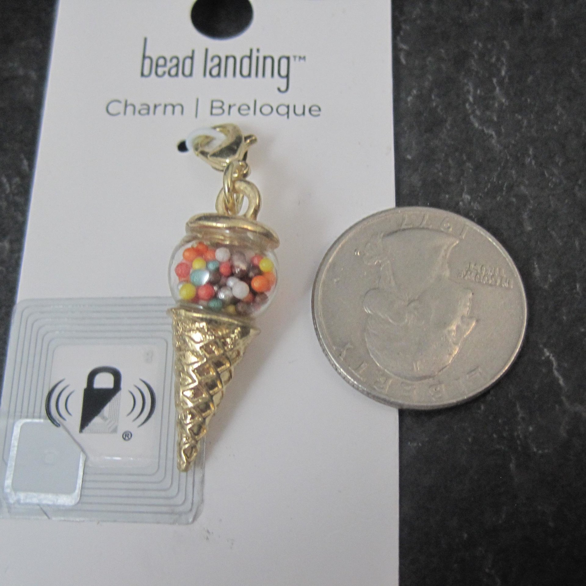 Gold Shaker Ice Cream Cone Charm by Bead Landing