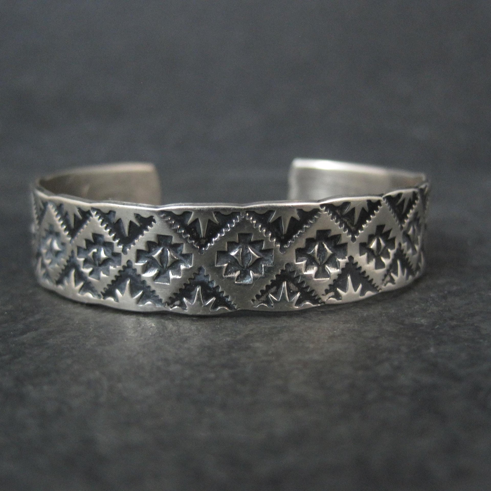 Vintage Childs Southwestern Cuff Bracelet in Sterling Silver 5"
