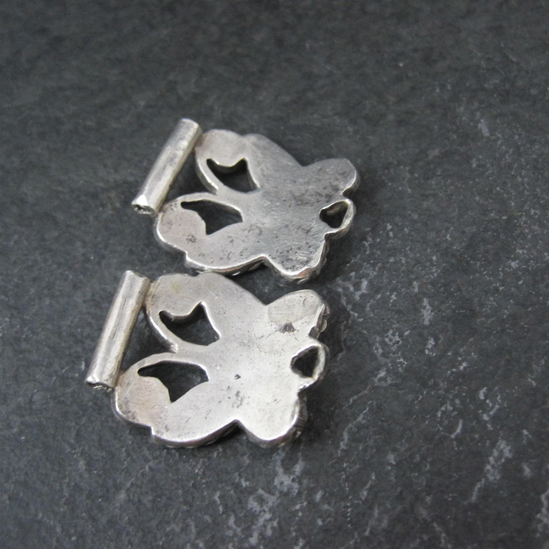 Vintage Inlaid Butterfly Watch Tips Sterling Silver Southwestern