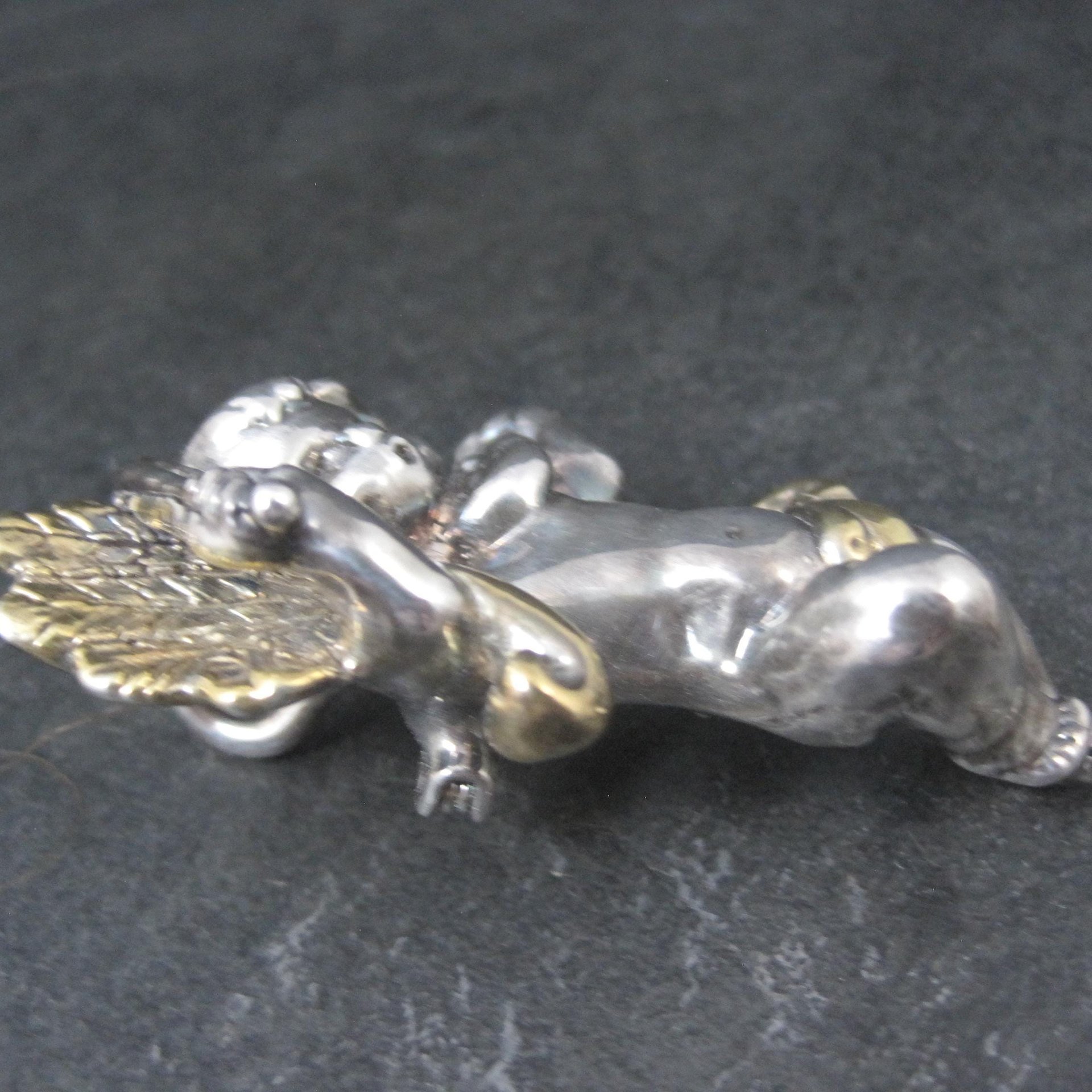 Vintage Bat-Ami Sterling Silver and Gold Vermeil Cherub Angel Pin Pendant