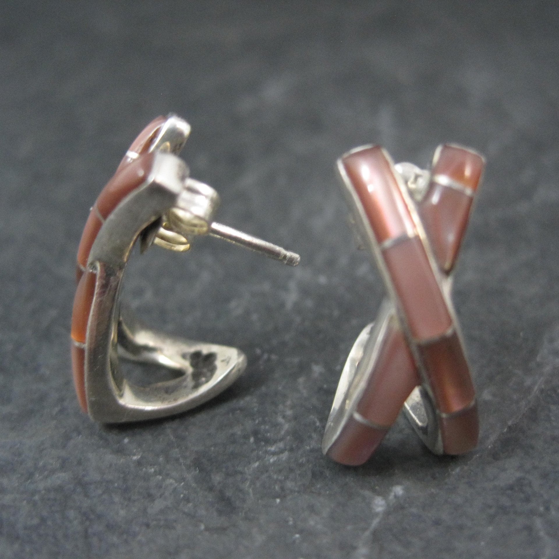 Southwestern Pink Mother of Pearl Inlay Earrings