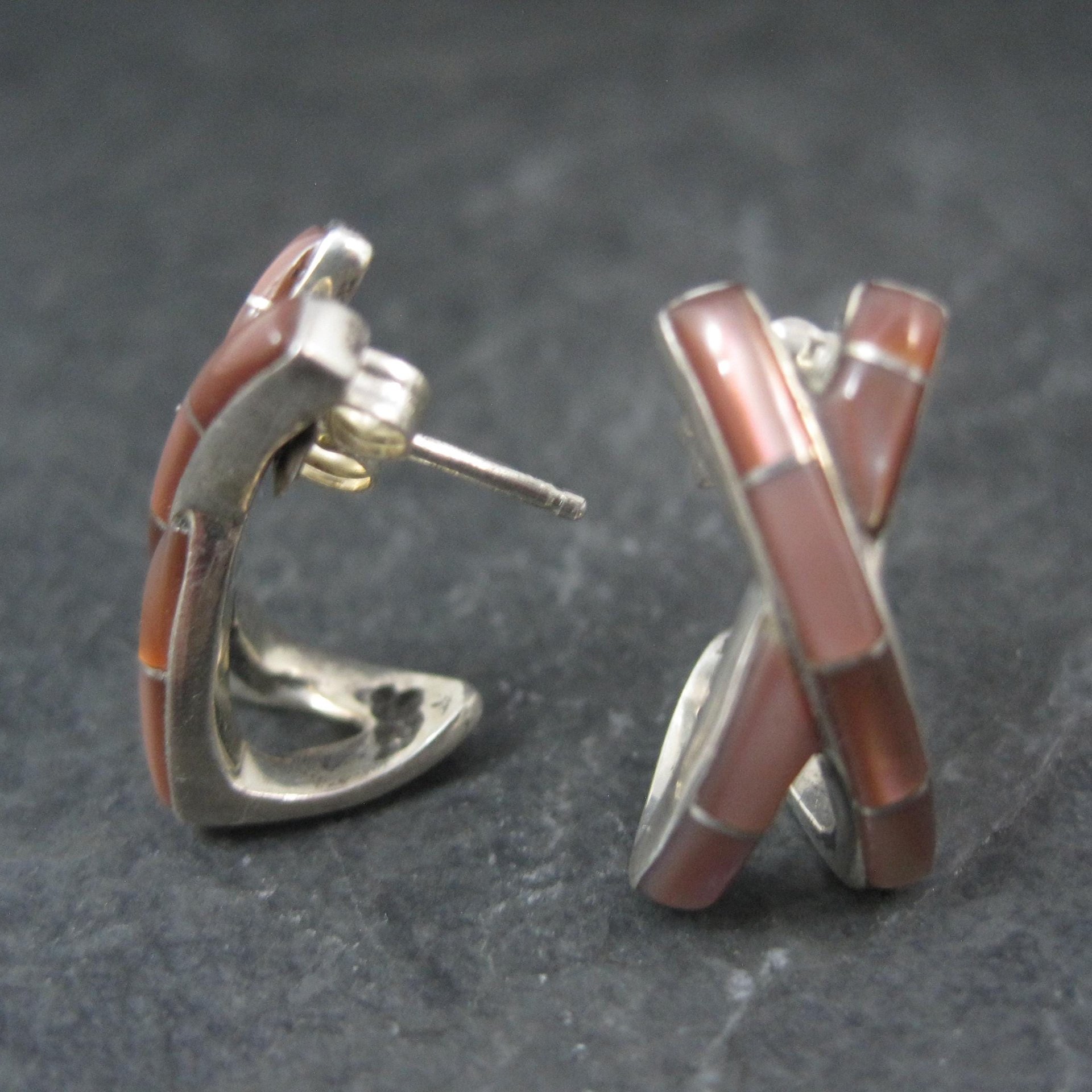 Southwestern Pink Mother of Pearl Inlay Earrings