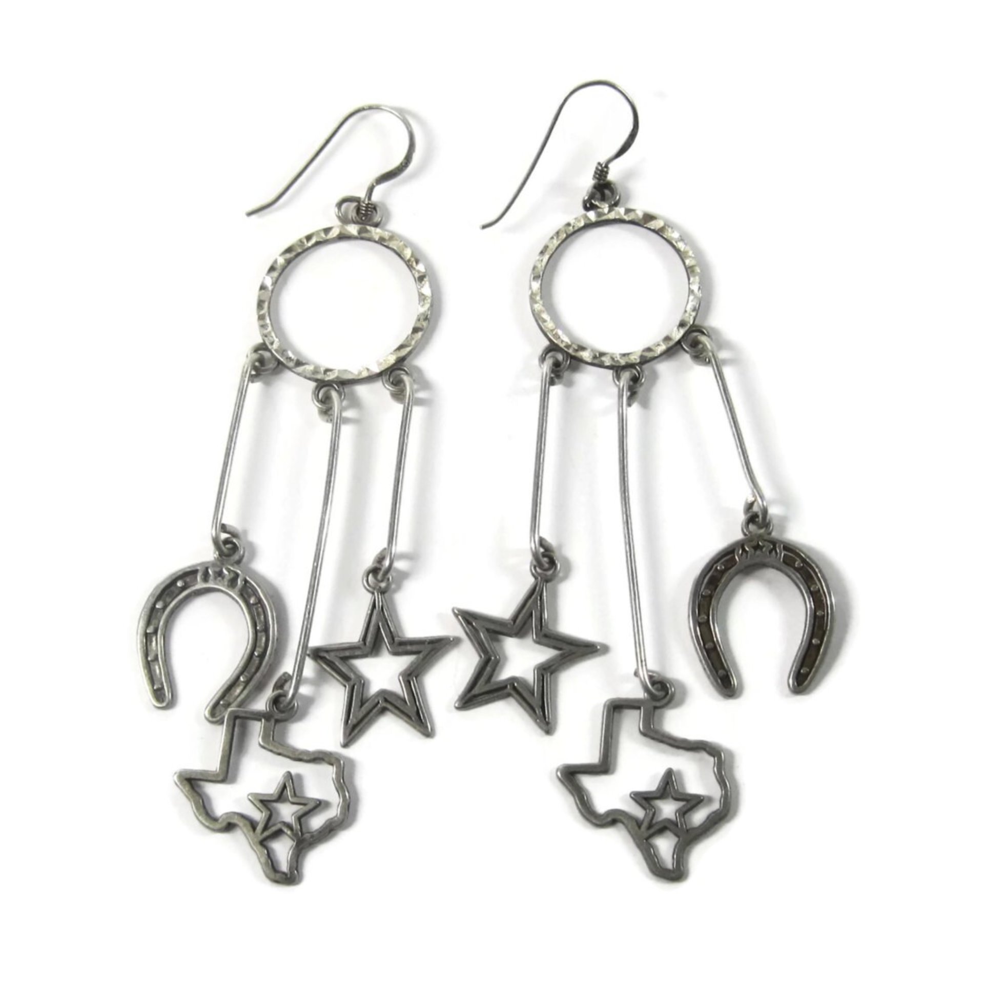 Vintage Sterling Texan Cowgirl Earrings