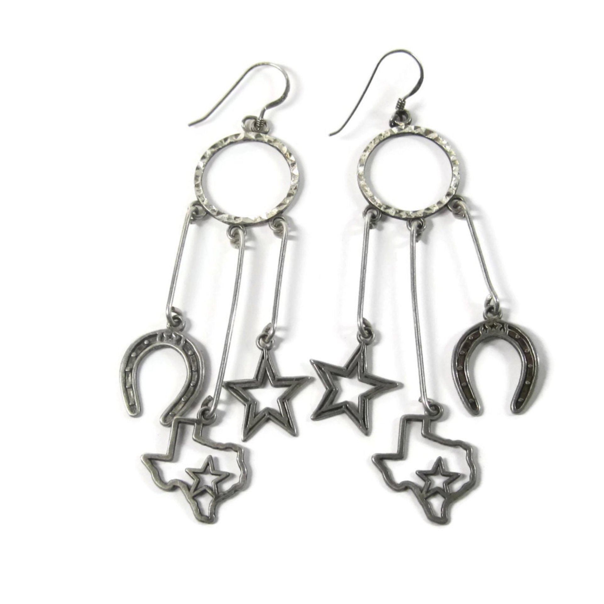 Vintage Sterling Texan Cowgirl Earrings