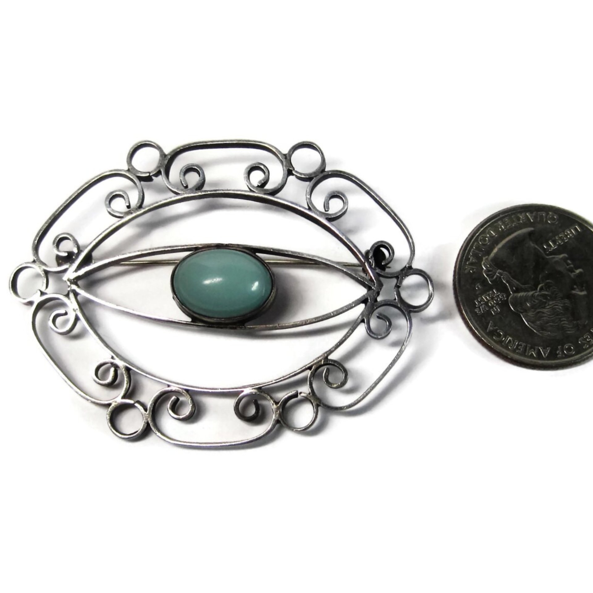 Vintage Mexican Sterling Filigree Brooch
