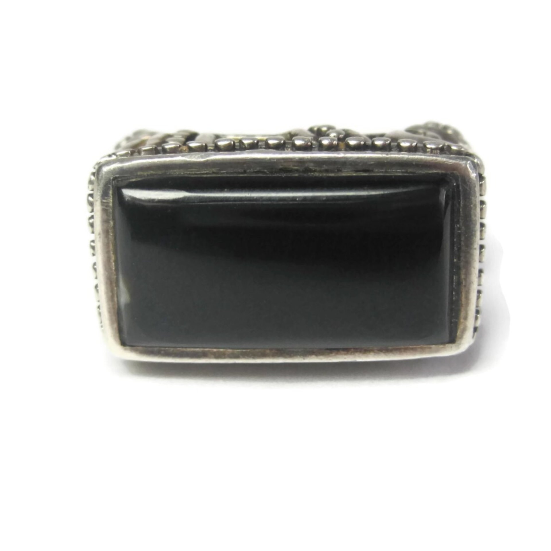 Gothic Vintage Sterling Onyx Filigree Ring Size 6