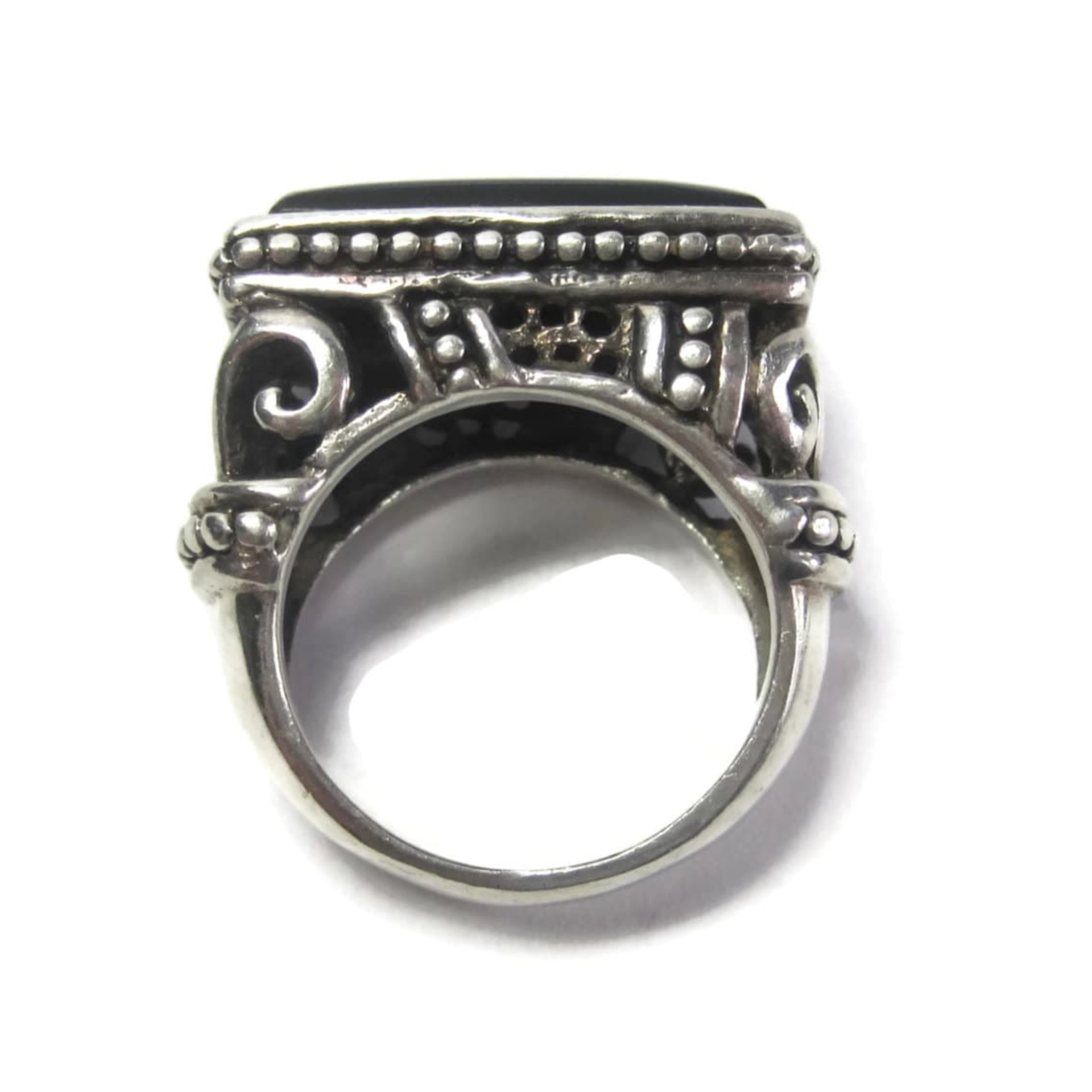 Gothic Vintage Sterling Onyx Filigree Ring Size 6