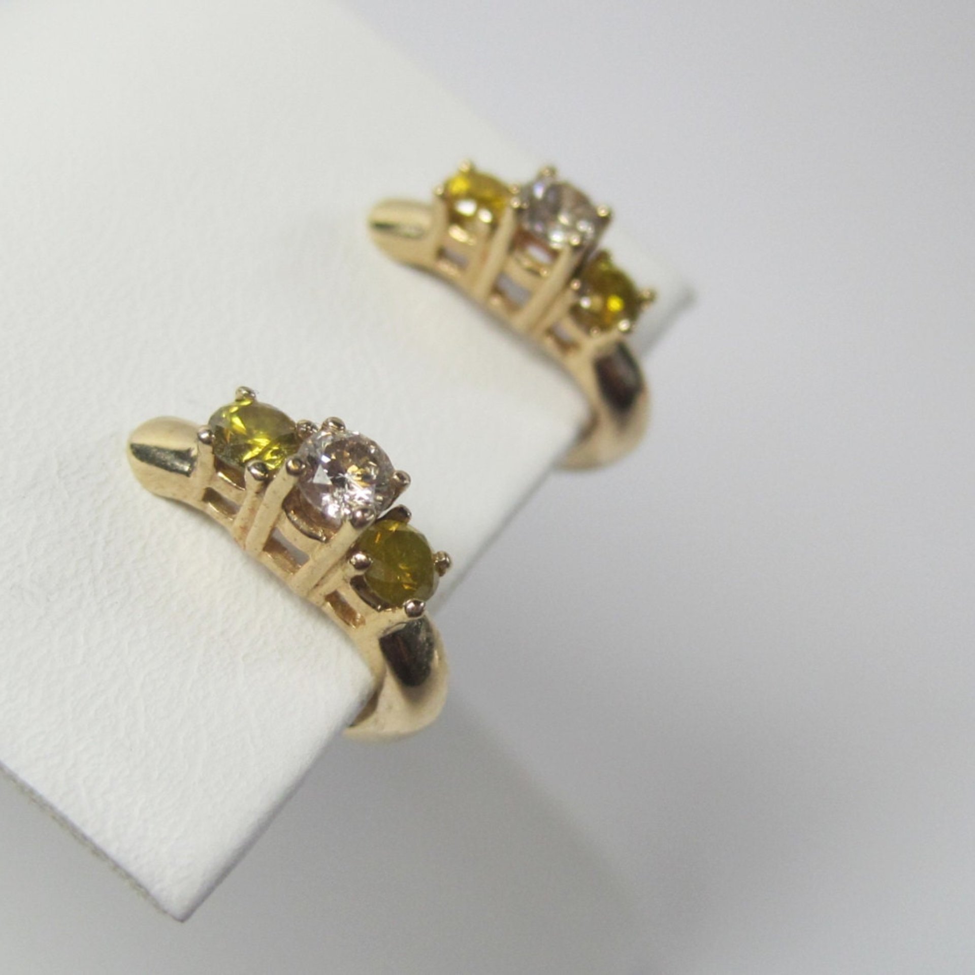 Vintage 14K .70 Ctw Fancy Yellow Diamond Earrings