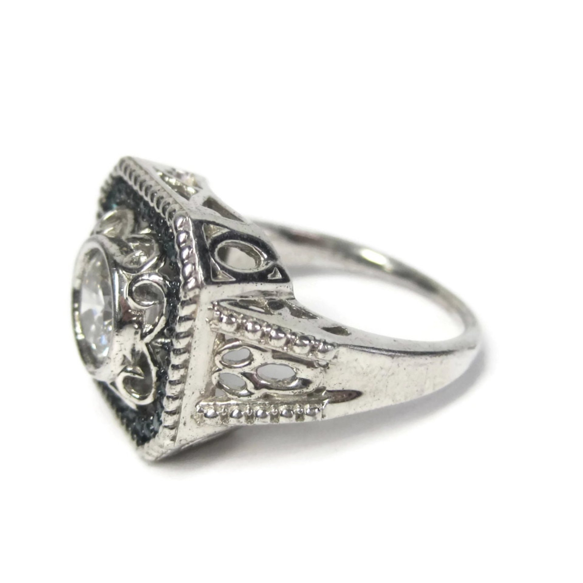 Chunky Handset 1.25 Carat Cubic Zirconia Blue Diamond Cocktail Halo Ring Size 9