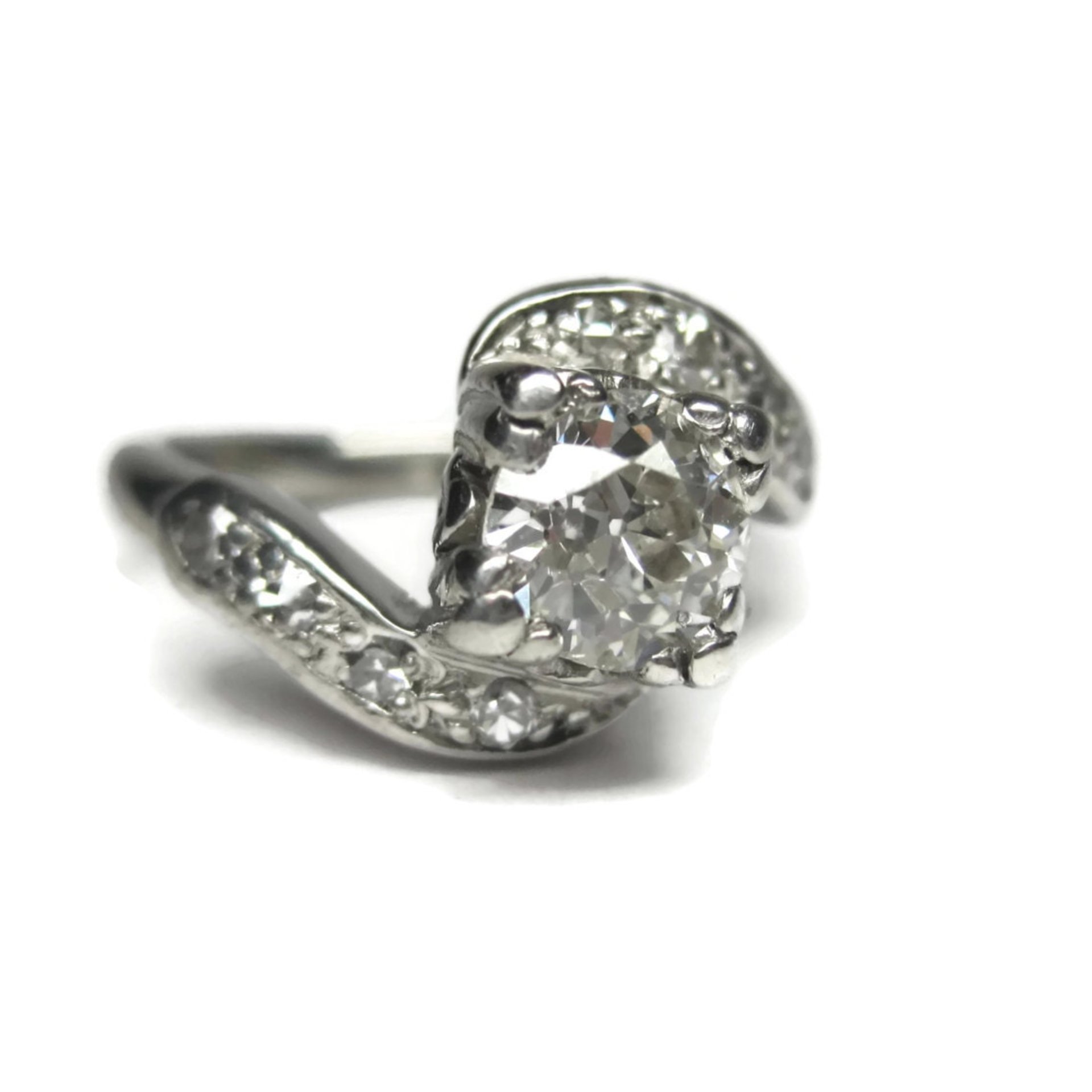 Antique Platinum .69 Carat Diamond Pinky Ring Size 2.5