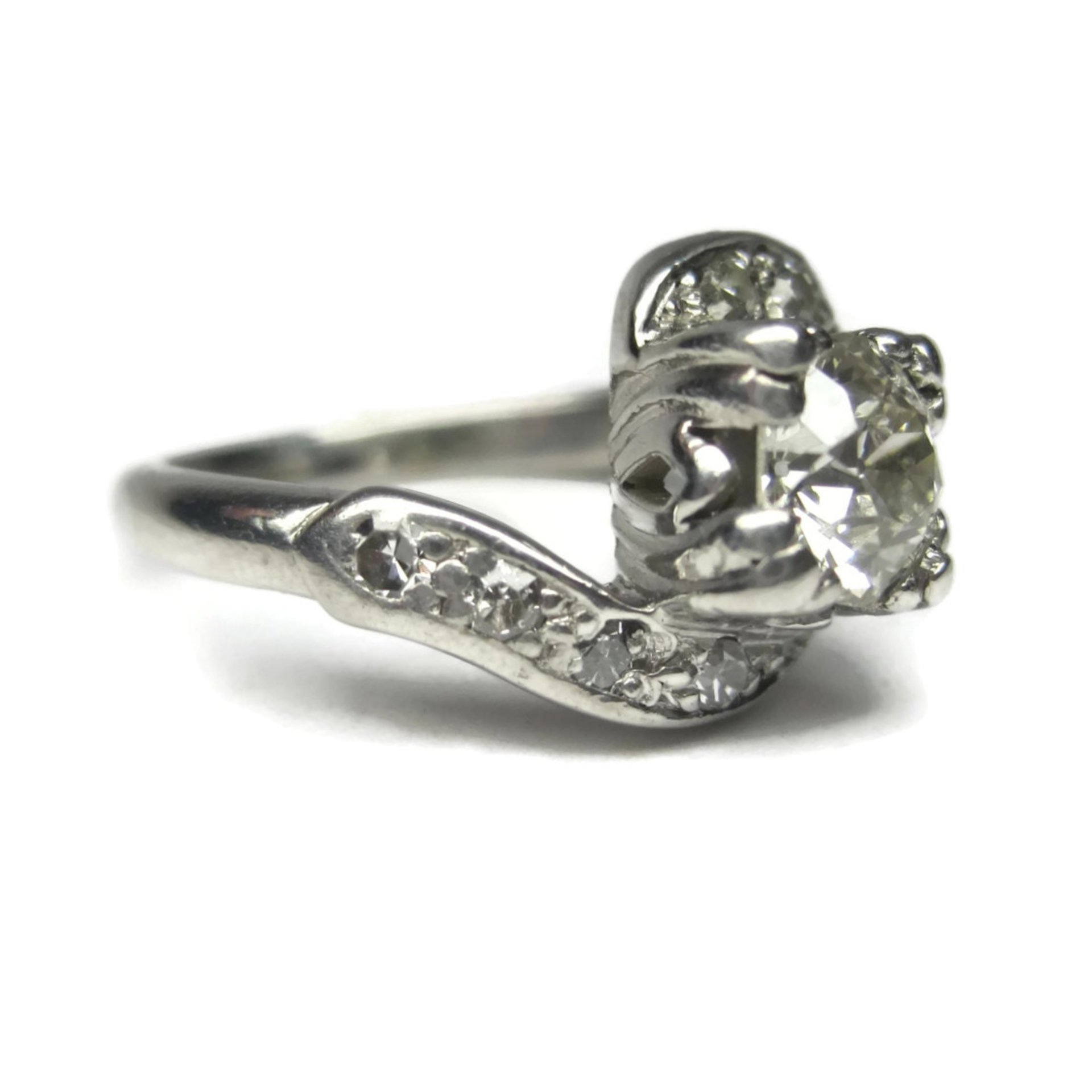 Antique Platinum .69 Carat Diamond Pinky Ring Size 2.5