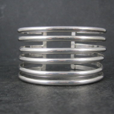 Wide Vintage Mexican Sterling Silver Cuff Bracelet 6.5 Inches