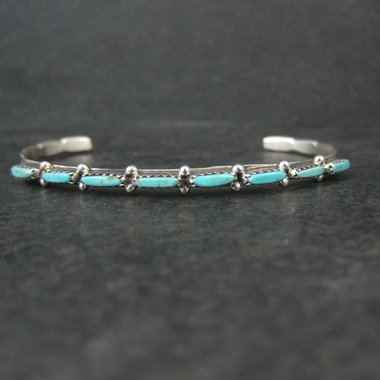 Zuni Petite Point Turquoise Cuff Bracelet 6.5" 