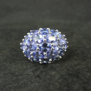 Large 7.50 Carat Tanzanite Cocktail Dome Ring in Sterling Silver Size 10