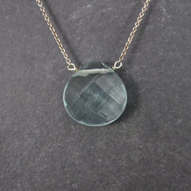 Italian Sterling Faceted Blue Topaz Briolette Pendant Necklace