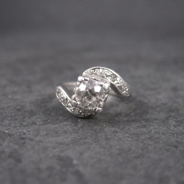 Antique Platinum .69 Carat Diamond Pinky Ring Size 2.5