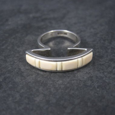 Unique Southwestern Sterling Angel Skin Coral Inlay Ring Size 6