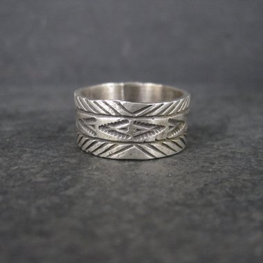Wide Vintage Southwestern Sterling Band Ring Available in Sizes 8 and 10 Nathan Lovato