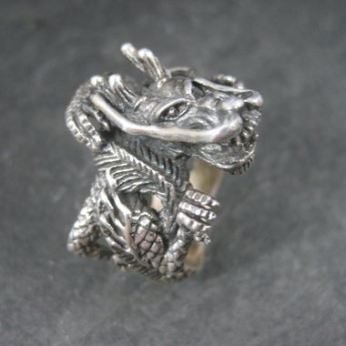 Huge Vintage Sterling Dragon Ring Size 10.5