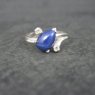 Vintage 14K Star Sapphire Diamond Ring Size 6.5