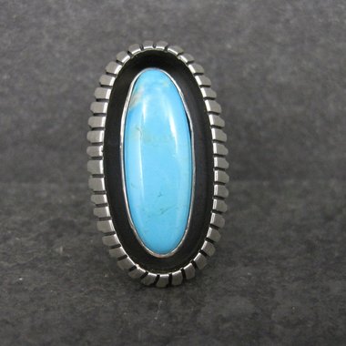 Large Turquoise Shadowbox Ring Size 8