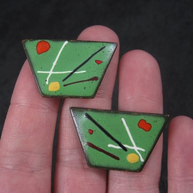 Vintage Copper Enamel Abstract Cufflinks