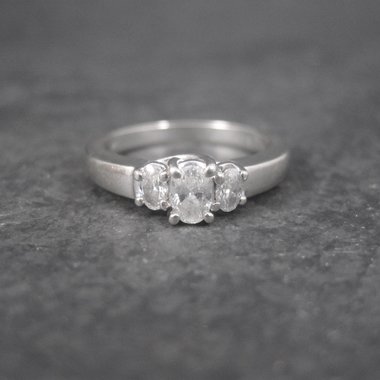 14K White Gold .50 Carat 3 Stone Diamond Ring Size 7