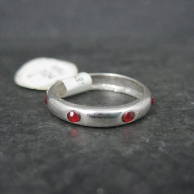 Sterling Ruby Red Crystal Band Ring Sizes 4 and 6 Available New Old Stock