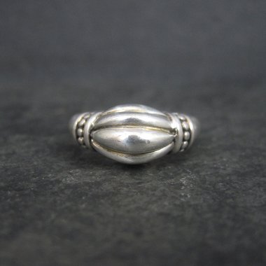 Vintage Sterling Ribbed Dome Ring Size 8