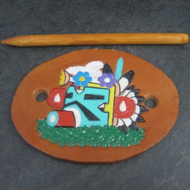 Leather Kachina Hair Barrette Wrap