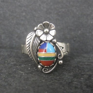 Southwestern Sterling Inlay Feather Ring NOS Size 6.5