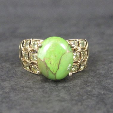 Vintage Vermeil Sterling Green Mohave Turquoise Peridot Ring Size 8