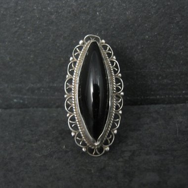 Vintage Mexican Sterling Onyx Ring Size 4.5