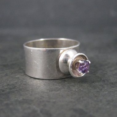 Vintage Sterling High Set Amethyst Ring Size 6.5