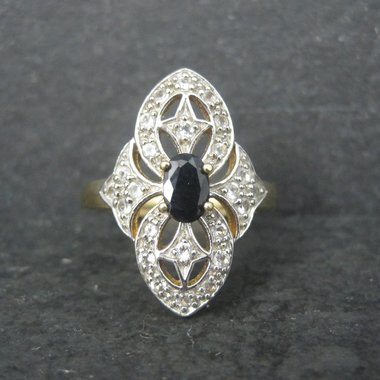 Vintage Vermeil Sterling Sapphire Ring Size 8