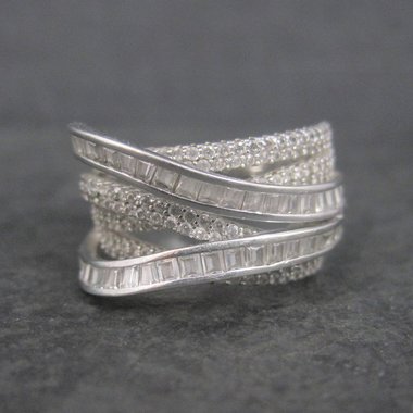 Vintage Sterling Cz Cocktail Ring Size 7 QVC