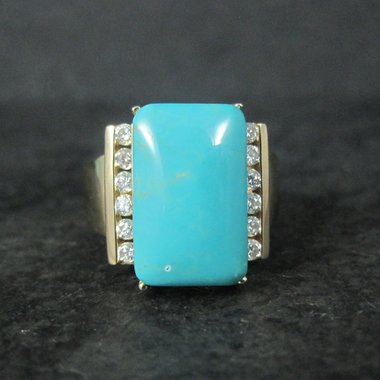 Estate Vermeil Sterling Turquoise Ring Size 8