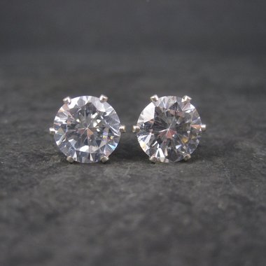 April Birthstone Sterling Stud Earrings 10mm
