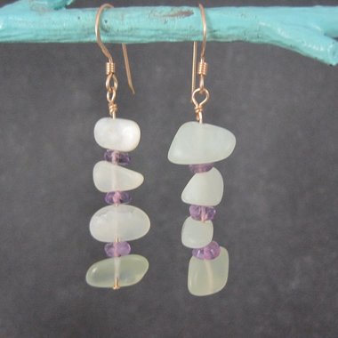 Long Vintage Quartz Amethyst Earrings