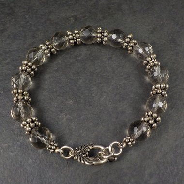 Vintage Sterling Quartz Toggle Bracelet 8.25 Inches